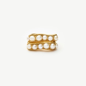 Pearl Wave Small Hoop Earrings