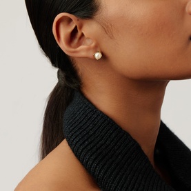 Button Pearl Square Stud Earrings