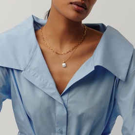 Pearl Baya Square Pendant Necklace