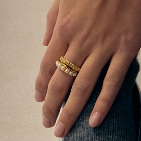 Two-Piece Pearl Baya Stacking Ring Set