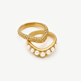 Two-Piece Pearl Baya Stacking Ring Set