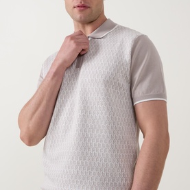 Herringbone Zip Polo Shirt