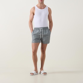 Wave Print Drawstring Swim Shorts