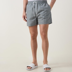 Wave Print Drawstring Swim Shorts