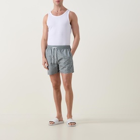Wave Print Drawstring Swim Shorts
