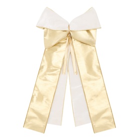 Aspen Bows Ivory Large Velvet Tree Bow in gold, double-layer crushed velvet with faux dupion silk detailing, 11in decorative statement bow