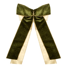 Aspen Bows Olive Green Large Velvet Tree Bow, double-layer crushed velvet in green with gold faux dupion silk edging, 11in