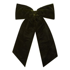 Aspen Bows green velvet decorative bow with long trailing tails and gathered centre knot detail