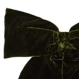 Aspen Bows green velvet decorative bow with full tied knot and gathered centre detail, close-up view