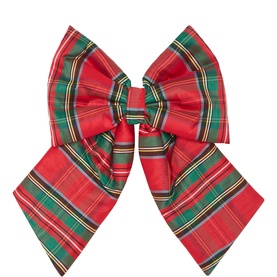 Red Tartan Tree Bow 17in
