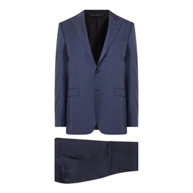 Canali D8 Two-Piece Suit in navy, single-breasted blazer with button fastening and matching pleated trousers, 100% wool