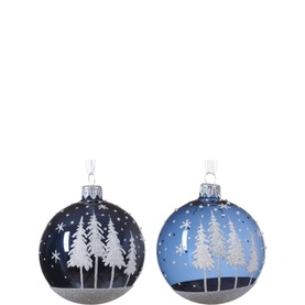 Glass Tree Bauble Decoration Assorted 8cm