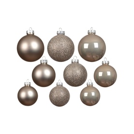 Kaemingk 42-Piece Glass Bauble Tree Decoration Set in grey, mixed matt, glitter and transparent finishes, assorted sizes, silver caps