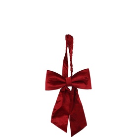 Kaemingk Polyester Chair Bow in red, 55cm, with layered bow detail and long trailing ribbon, polyester fabric construction.