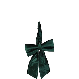 Kaemingk Polyester Chair Bow in green, 55cm, with long trailing ribbon tail and full double-loop bow, decorative finish.
