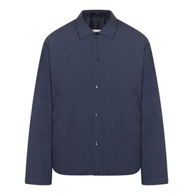 NN07 Fenton Water Repellent Jacket in Deep Navy, lightweight textured polyamide with shirt collar and front snap button closures