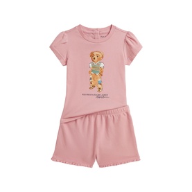 Polo Bear T-Shirt & Mesh Short Two-Piece Set