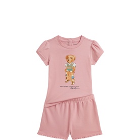 Polo Bear T-Shirt & Mesh Short Two-Piece Set