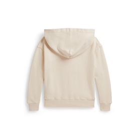 Ralph Lauren children's guide cream hoodie, back view showing hood and ribbed cuffs and hem