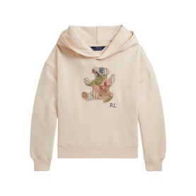 Ralph Lauren Guide Cream hoodie with floral Polo Bear graphic and drawstring hood, children's