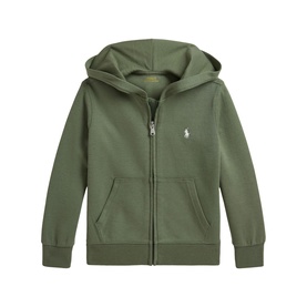 Ralph Lauren children's Cargo Green zip-through hoodie with kangaroo pocket and embroidered Polo Pony logo