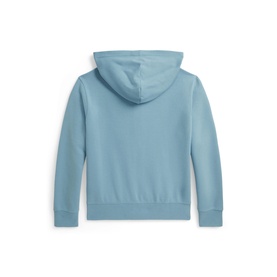 Ralph Lauren children's Cassidy Blue hoodie, back view showing drawstring hood and ribbed cuffs and hem