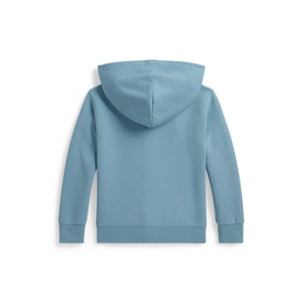 Ralph Lauren children's Cassidy Blue hoodie, back view showing hood and ribbed cuffs and hem