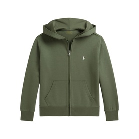 Ralph Lauren children's cargo green zip-through hoodie with kangaroo pocket and embroidered Polo Pony logo