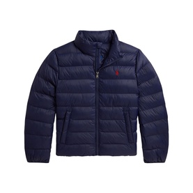 Ralph Lauren children's Newport Navy quilted puffer jacket with zip fastening, stand collar and embroidered logo