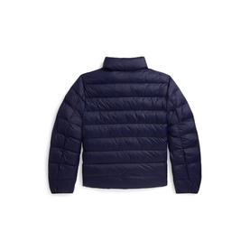 Ralph Lauren children's Newport Navy quilted puffer jacket, back view, zip-up with stand collar and horizontal baffle stitching