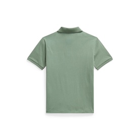 Ralph Lauren children's green polo shirt, rear view, short sleeves with tipped collar detail