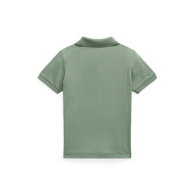 Ralph Lauren children's green piqu&eacute; polo shirt, back view, short sleeves and ribbed collar visible