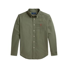 Ralph Lauren children's cargo green oxford shirt with button-down collar and embroidered pony logo