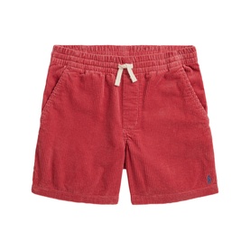 Ralph Lauren corduroy shorts in Adirondack Berry, elasticated waist with cream drawstring, side pockets, navy pony logo