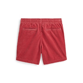 Ralph Lauren children's corduroy shorts in Adirondack Berry, elasticated waistband, rear view showing back pockets