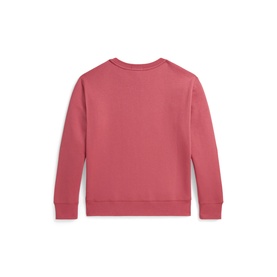 Ralph Lauren children's red sweat top, back view, crew neck, ribbed cuffs and hem, plain back panel