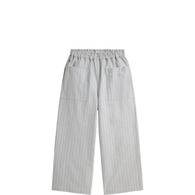 Pony Logo Striped Cropped Wide Leg Trousers