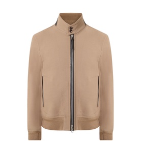 Leather-Trim Bomber Jacket