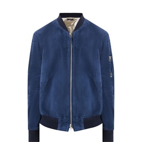 Suede Zip-Up Bomber Jacket