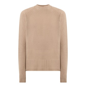 Tom Ford Light Taupe 100% cashmere crew neck jumper with ribbed cuffs, hem and collar, relaxed fit