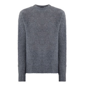 Tom Ford Cashmere Knit Sweater in charcoal, crew neckline, raglan sleeves, ribbed trims, textured knit structure