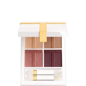 TOM FORD Soleil Eye Colour Quad Lumi&egrave;re in Honeymoon, 7.2g eyeshadow palette with four warm nude and berry shades in white and gold compact