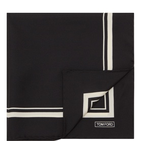 Contrast Border Logo Silk Pocket Square