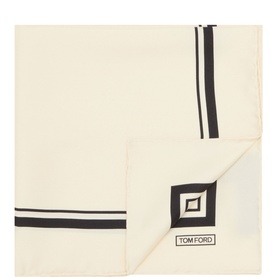 Contrast Border Logo Silk Pocket Square