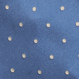 Tom Ford Dotted Silk Tie in light blue with cream polka dot pattern, wide blade, pointed tip, 100% mulberry silk