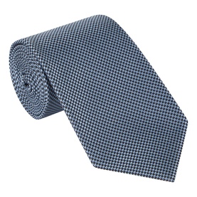 Tom Ford silver blue silk tie with houndstooth pattern, rolled to display texture and width
