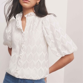 Jacquard Puff Blouse