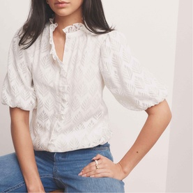 Jacquard Puff Blouse