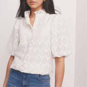 Jacquard Puff Blouse