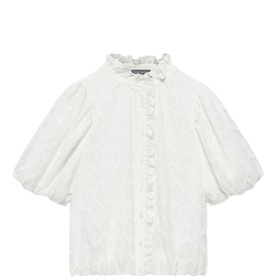 Jacquard Puff Blouse